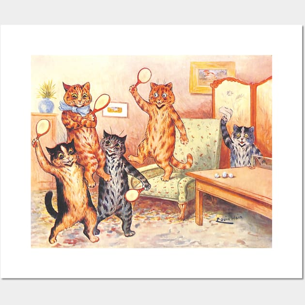 Winner Ping Pong Cats by Louis Wain Wall Art by KarwilbeDesigns